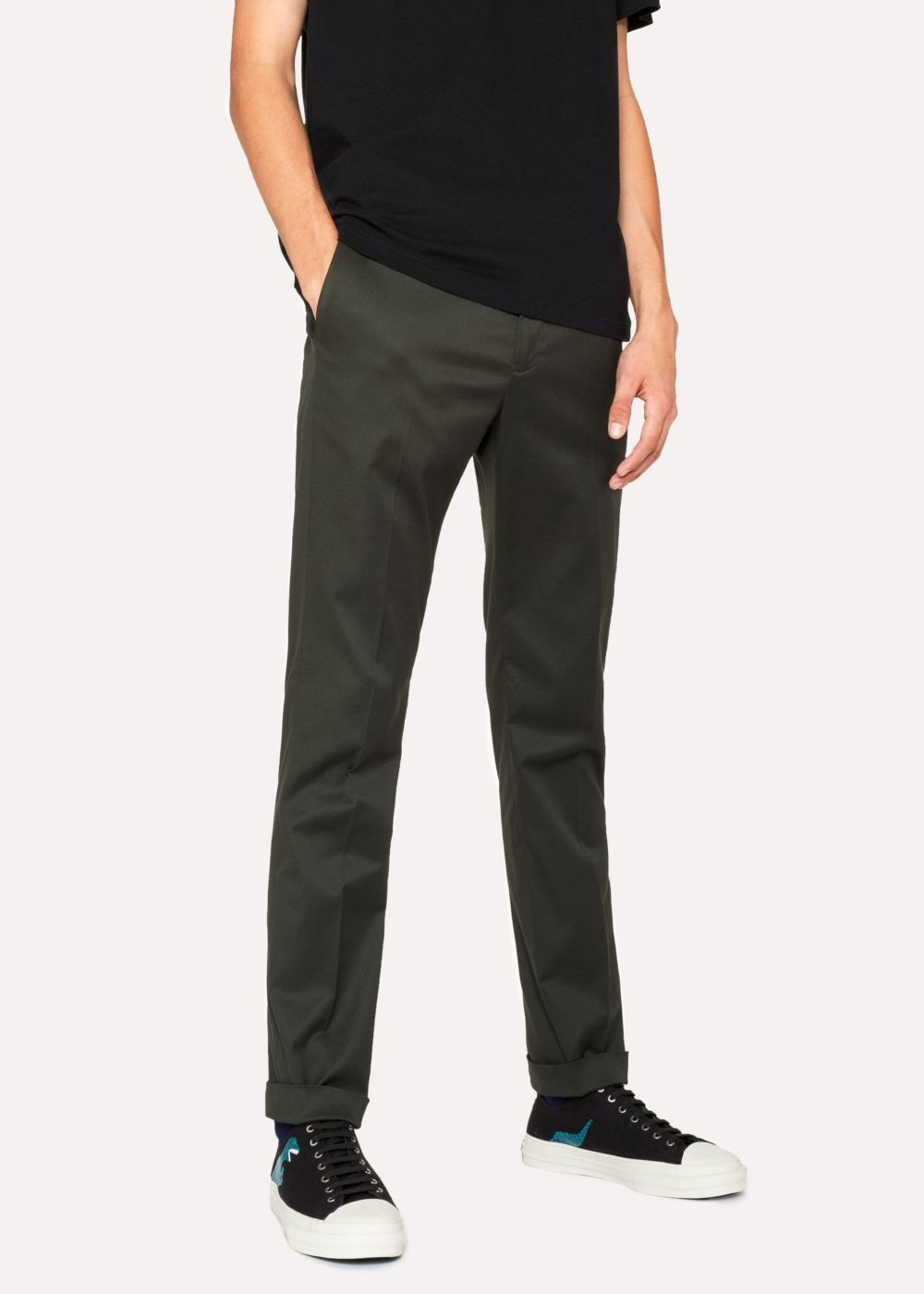 Paul Smith Mens's Slim-Fit Khaki Cotton-Stretch Pants