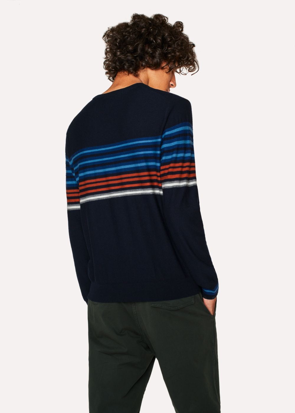 Paul Smith Mens's Navy Textured-Stripe Crew Neck Sweater