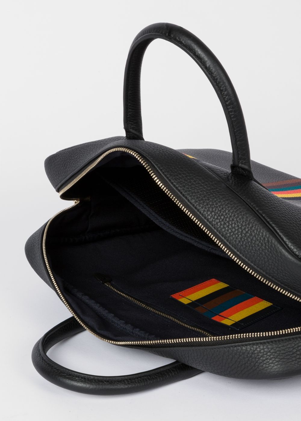Paul Smith Men's Black 'bright Stripe' Leather Business Folio Accessories