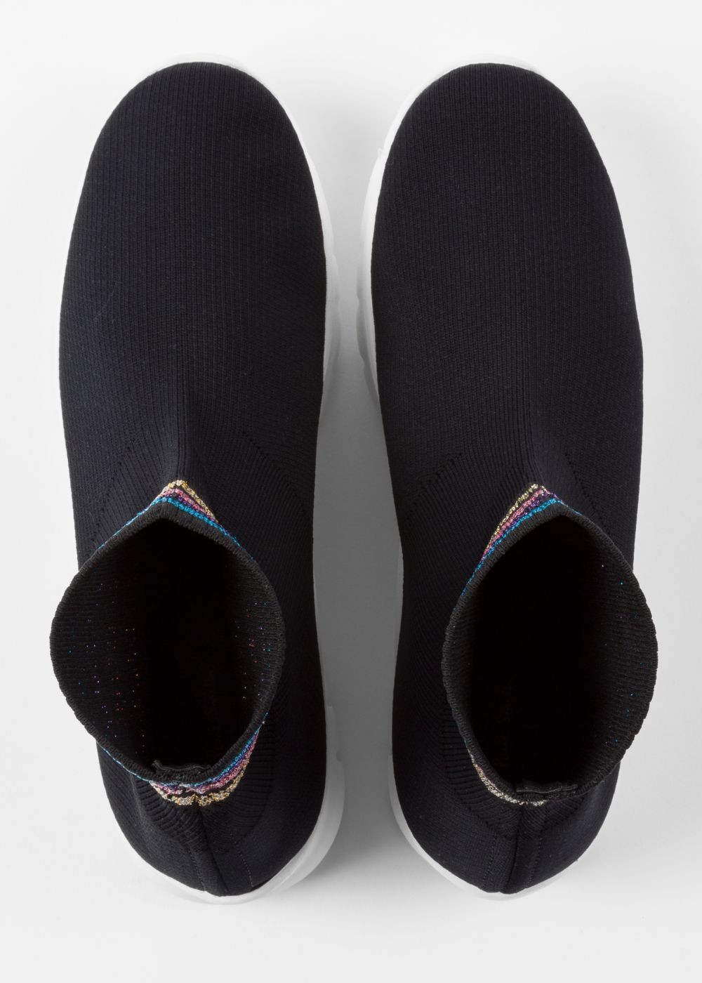 Paul Smith Lady's Black 'blaze' Sock Trainers With Glitter Stripe Details