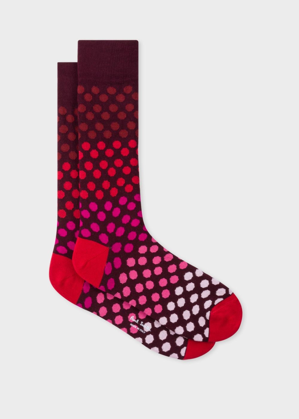 Paul Smith Men's Burgundy Gradient Polka Dot Socks