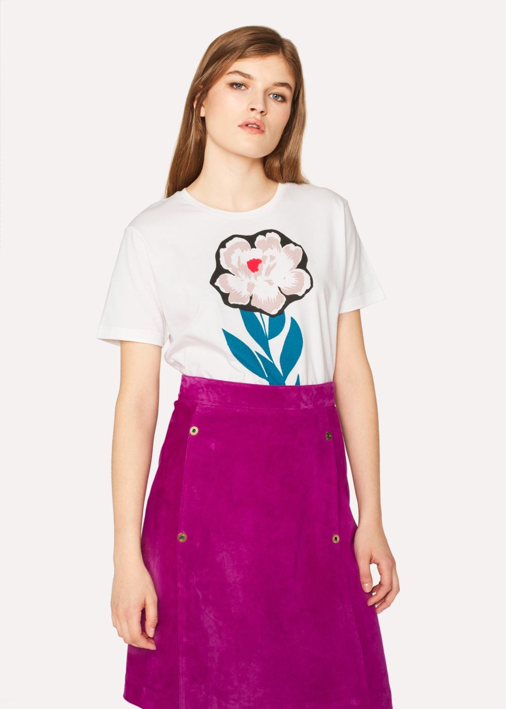 Paul Smith Womens's White 'floral Stem' Print Cotton Shirts