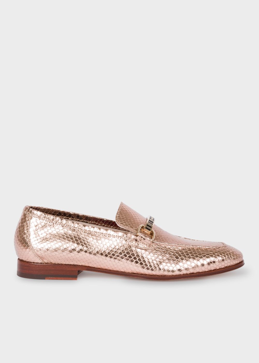Paul Smith Women's Metallic Gold Leather 'grover' Loafers Shoes