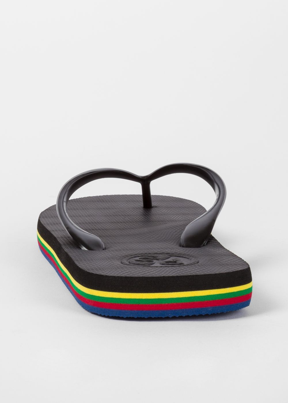 Paul Smith Men's Black 'dale' Flip Flops With Multi-Coloured Edge
