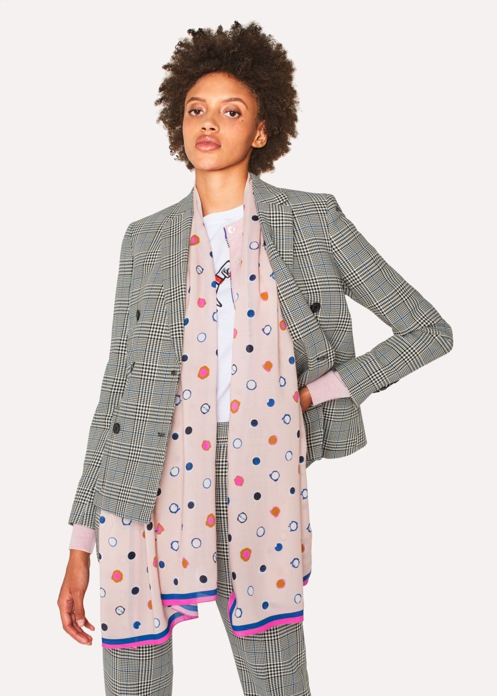 Paul Smith Womens's Pink 'scribble Spot' Print Scarf