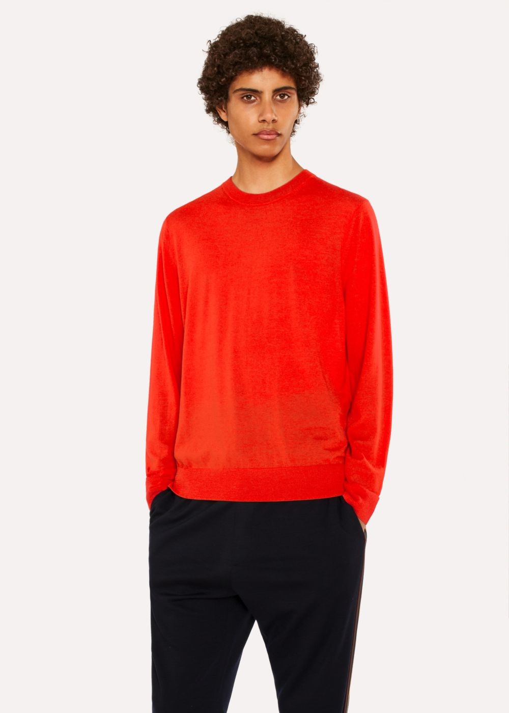Paul Smith Men's Poppy Red Crew-Neck Merino Wool Sweater