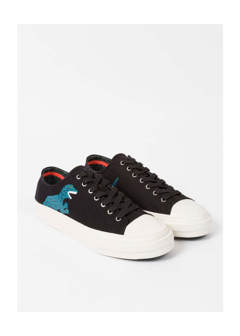 Paul Smith Men's Black Canvas 'kinsey' Shoes With Dino Print