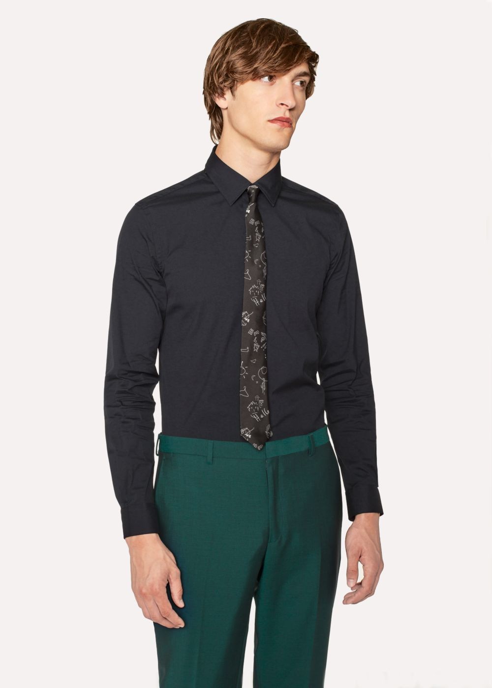 Paul Smith Men's Super Slim-Fit Dark Navy T-Shirt With 'artist Stripe' Cuffs