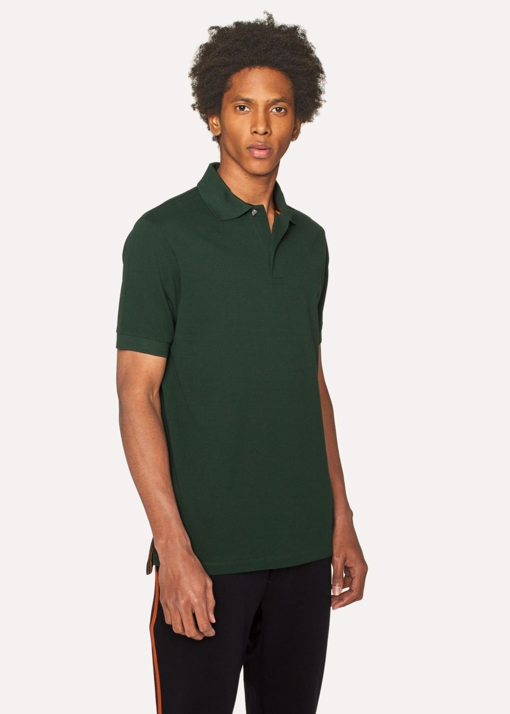 Paul Smith Men's Slim-Fit Dark Green Cotton-Piqué Polo Shirts With Charm Buttons