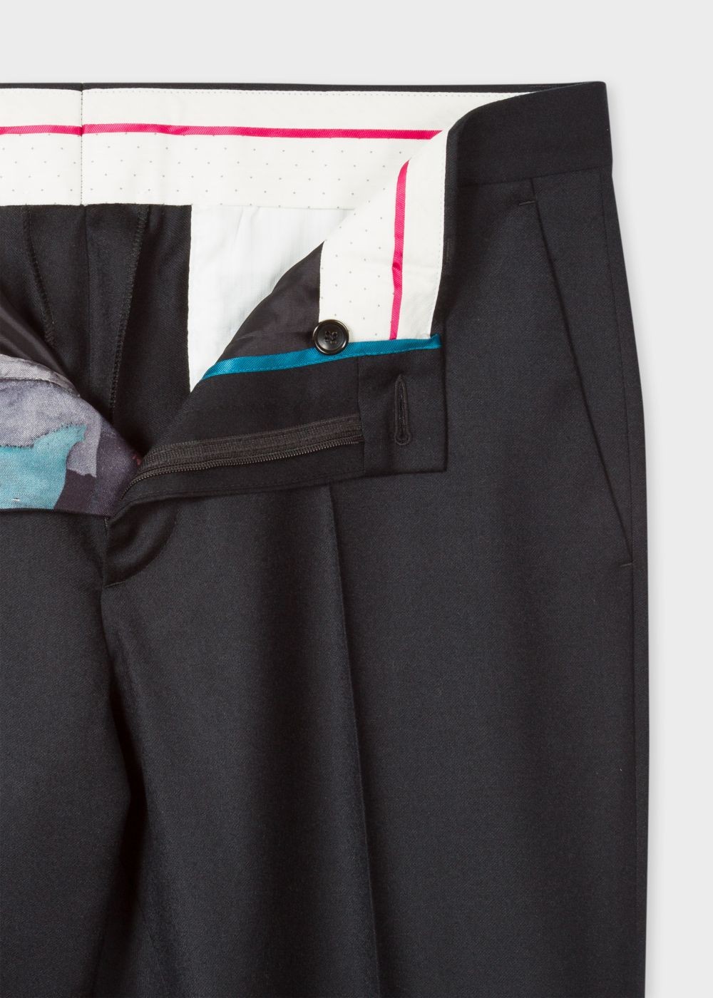 Paul Smith Men's Mid-Fit Black Wool Pants