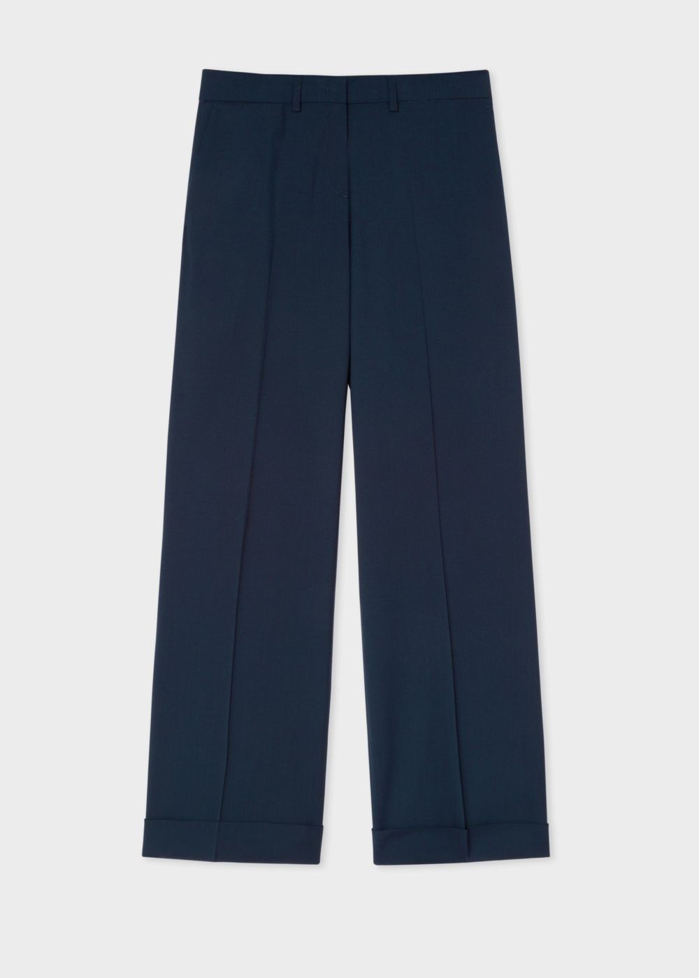 Paul Smith Women's Navy Wool-Blend Wide Leg Trousers Clothing