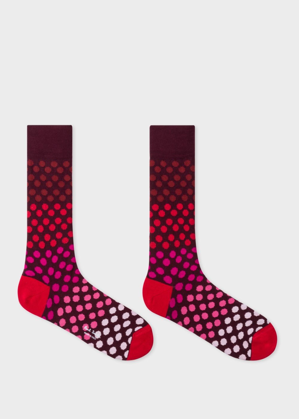 Paul Smith Men's Burgundy Gradient Polka Dot Socks