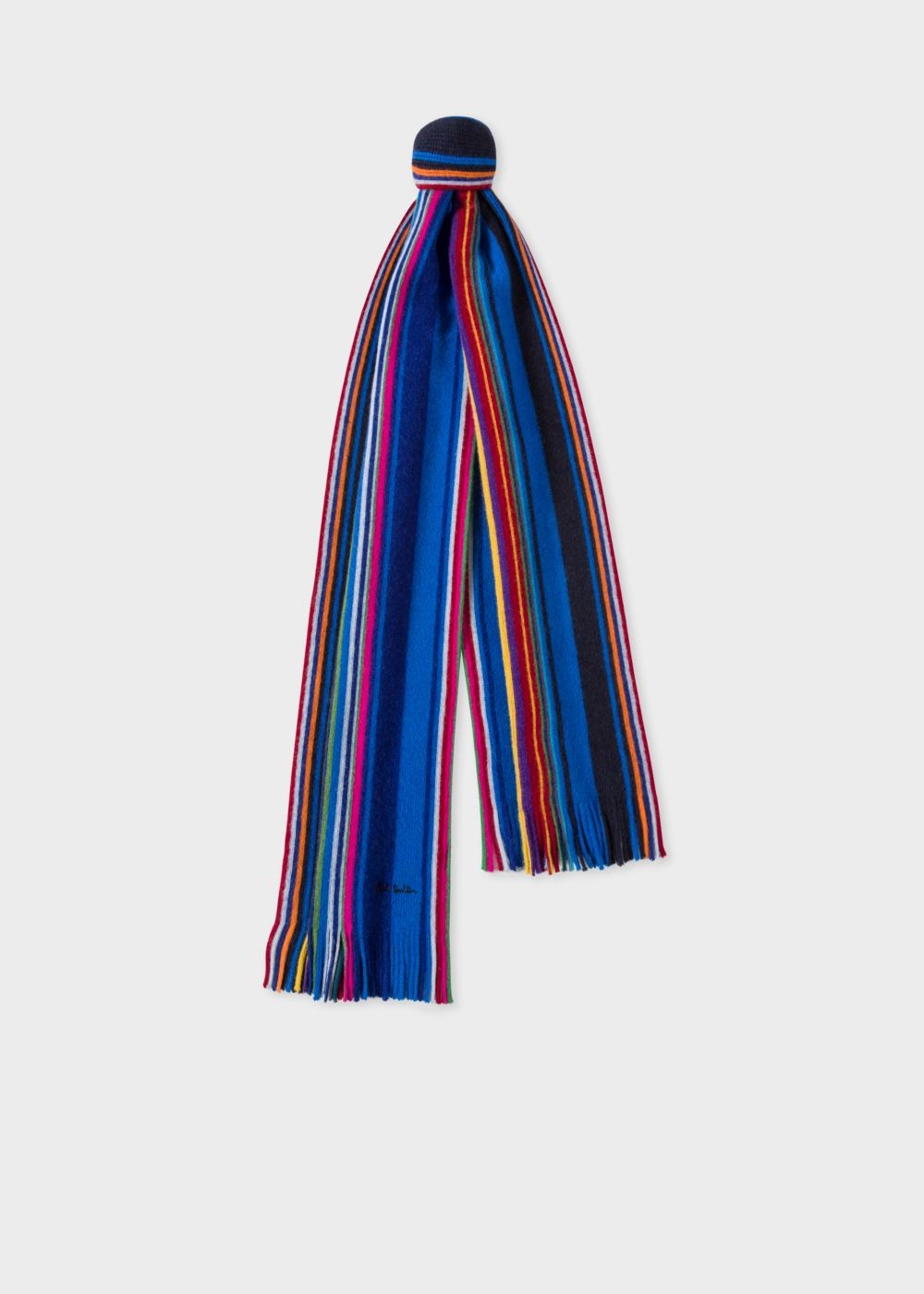 Paul Smith Mens's Blue Fennel-Stripe Wool Scarf