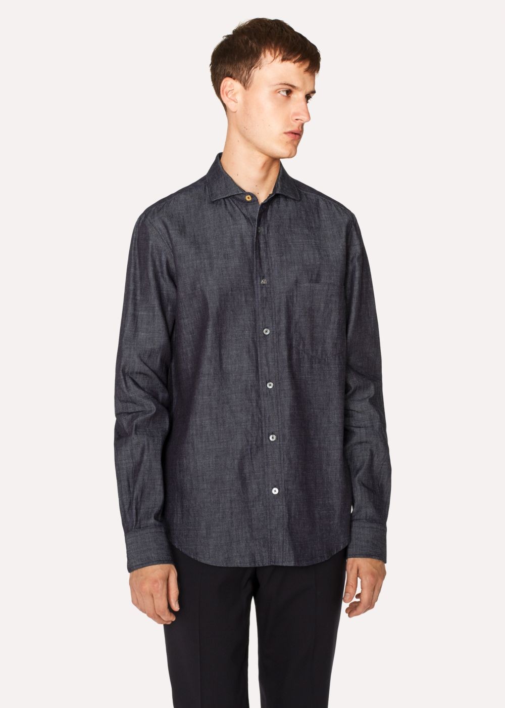 Paul Smith Men's Tailored-Fit Indigo Denim T-Shirt With Bike Button Detail