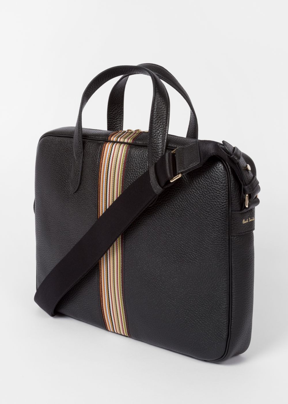 Paul Smith Men's Black Signature Stripe Slim Leather Business Folio Accessories