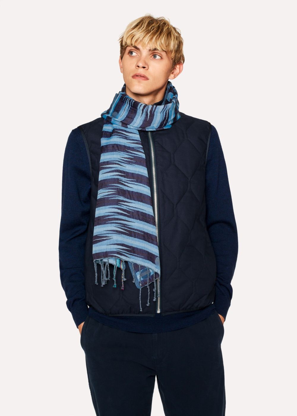 Paul Smith Men's Navy Geometric Polka Dot Jacquard Scarf