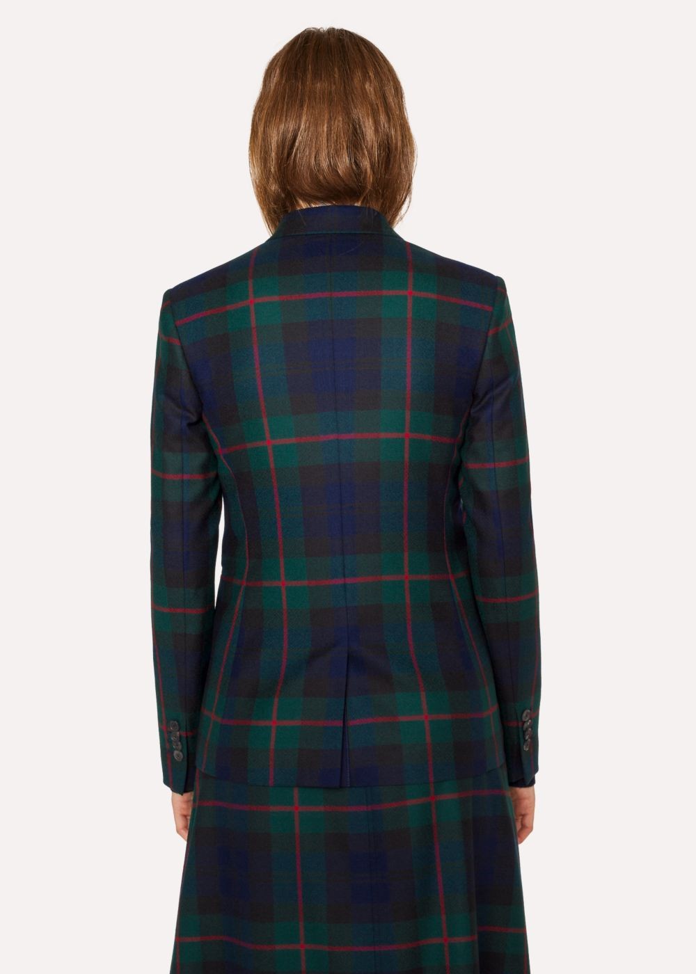 Paul Smith Women's Slim-Fit Navy, Green And Red Tartan One-Button Wool Blazer Clothing