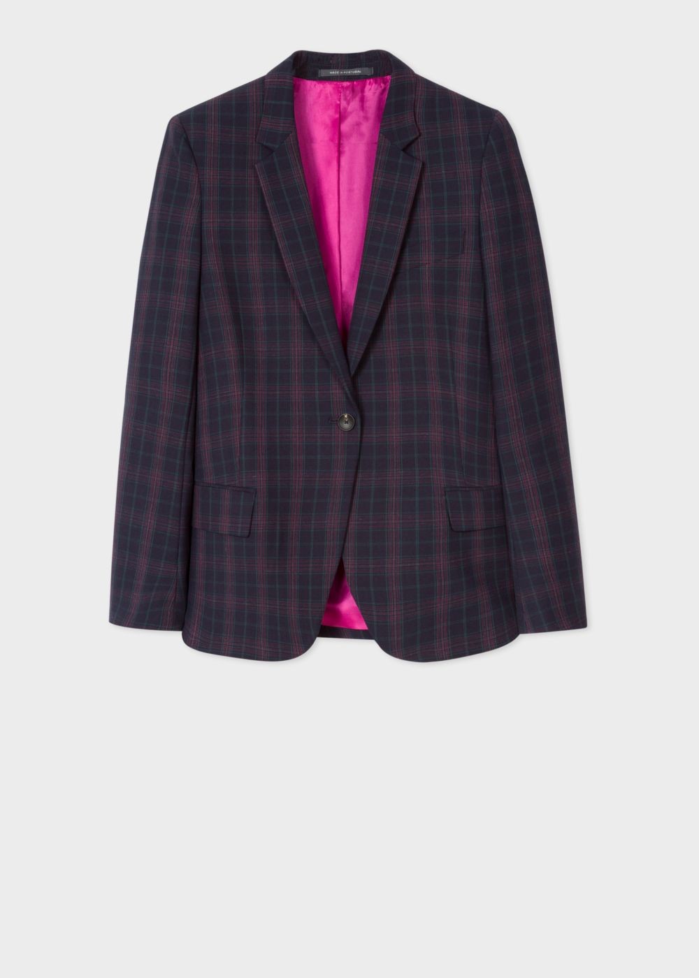 Paul Smith Lady's Navy Check Wool-Blend Blazer Clothing
