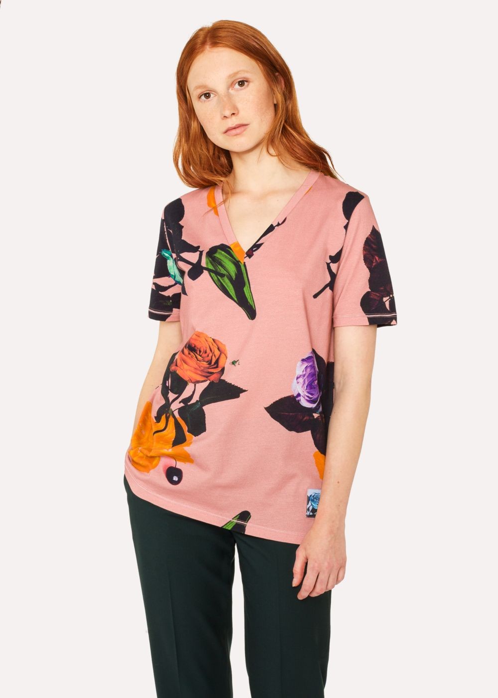 Paul Smith Womens's Pink 'rose' Print Cotton Shirts