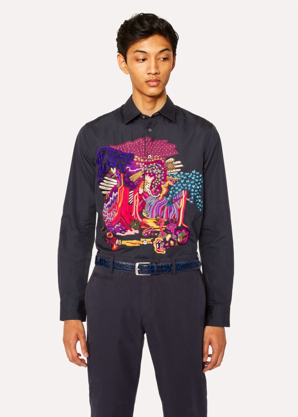 Paul Smith Men's Slim-Fit Navy Embroidered 'dreamer' T-Shirt