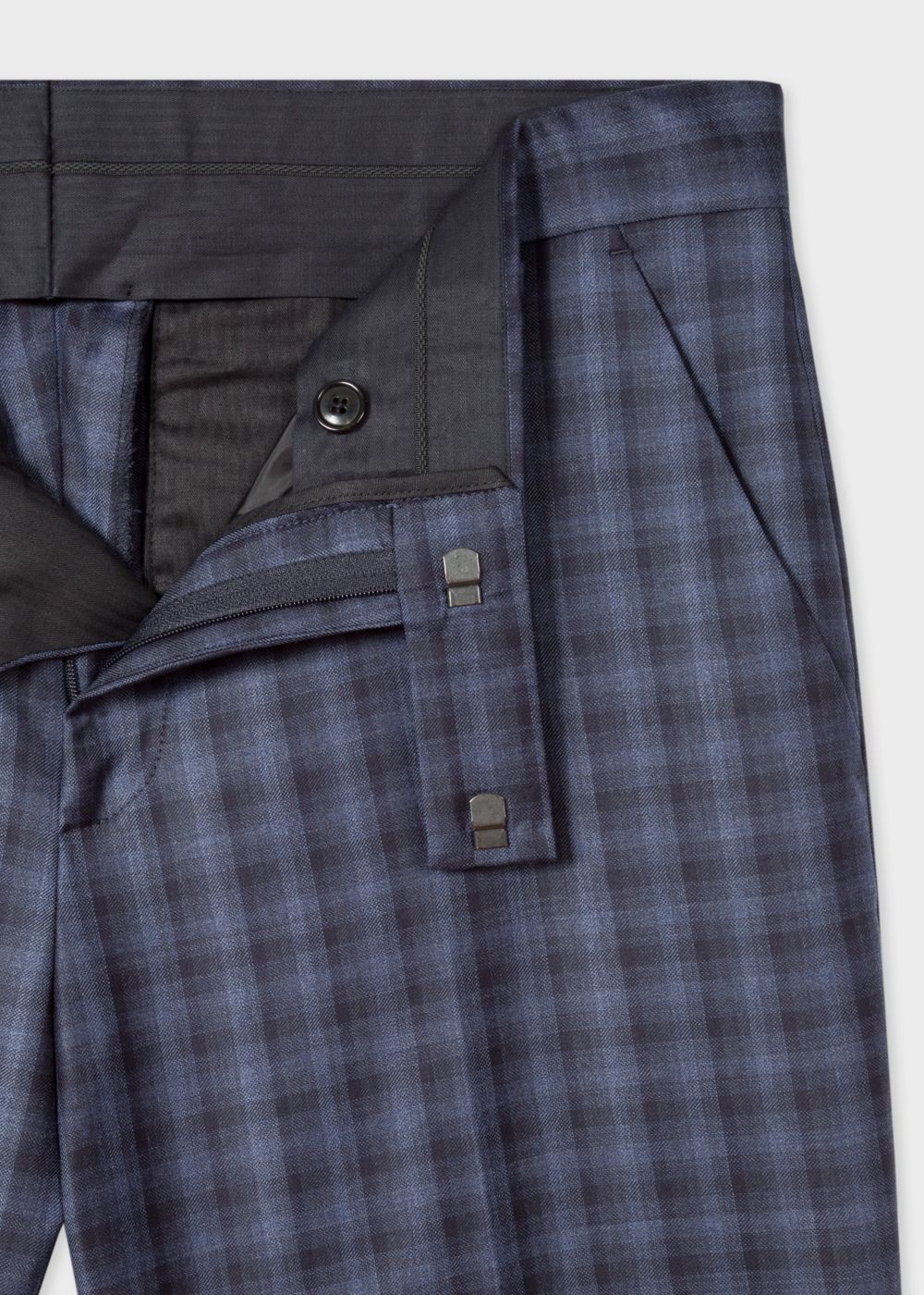 Paul Smith Mens's Slim-Fit Navy Check Wool Pants