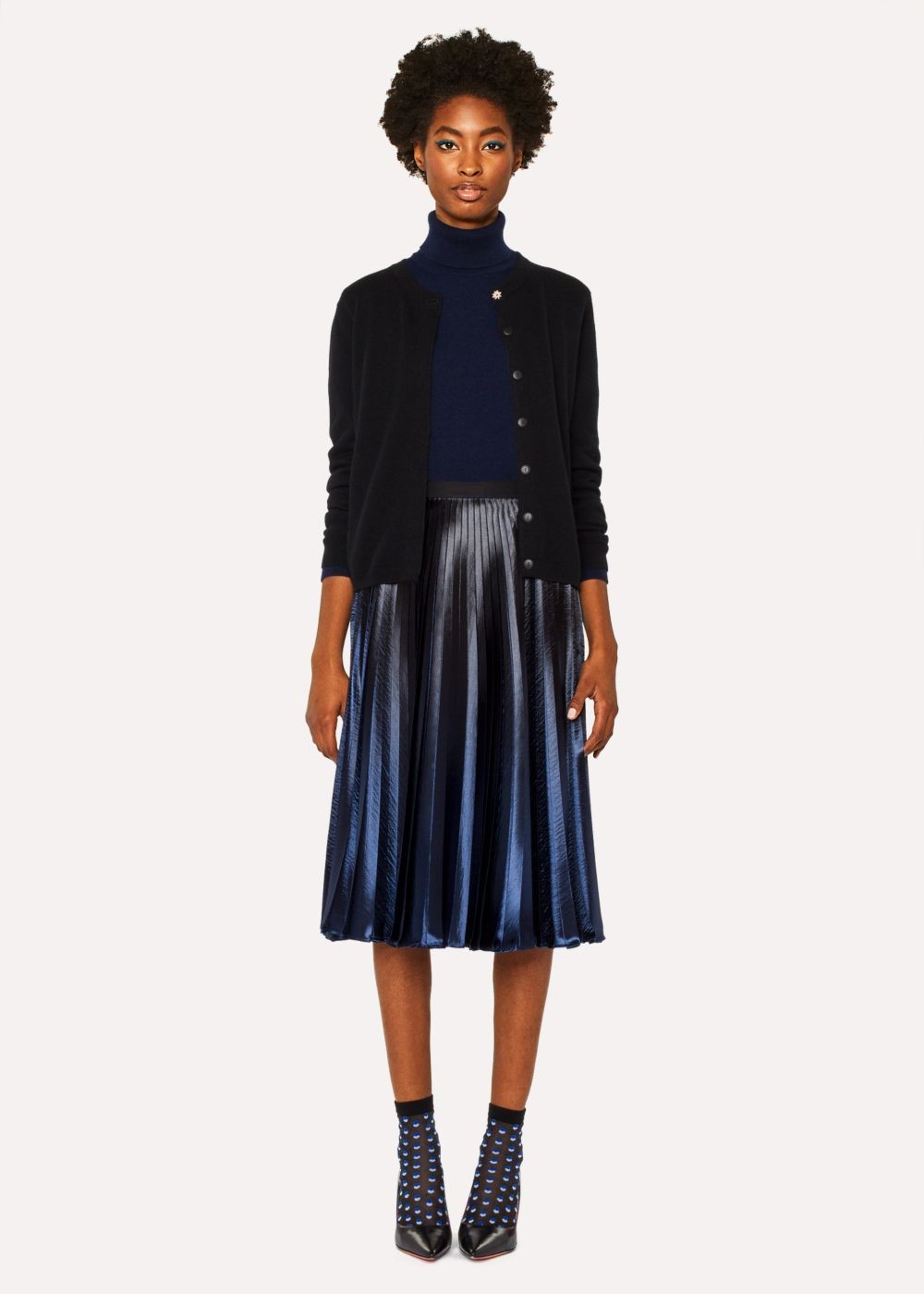 Paul Smith Womens's Black Cashmere Cardigan With Daisy Top Button
