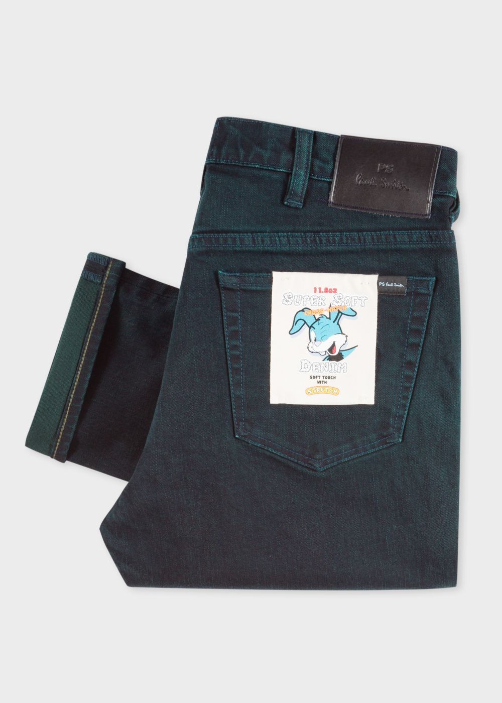 Paul Smith Mens's Slim-Standard Navy .8Oz 'super Soft Cross-Hatch' Jeans