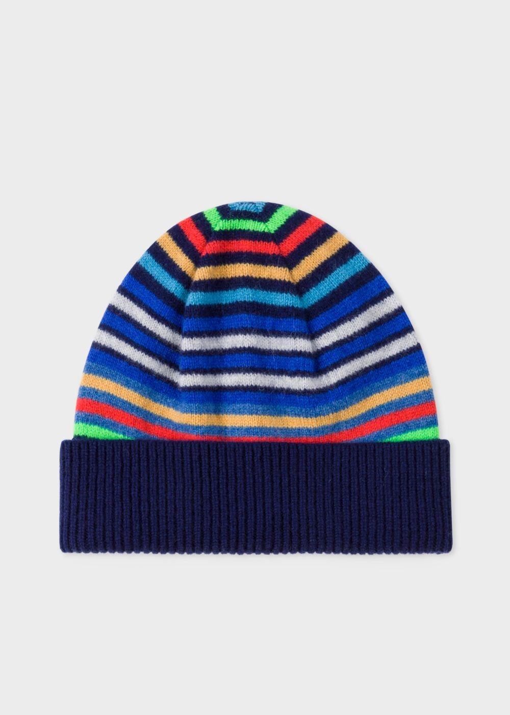 Paul Smith Men's Navy Striped Wool Beanie Cap