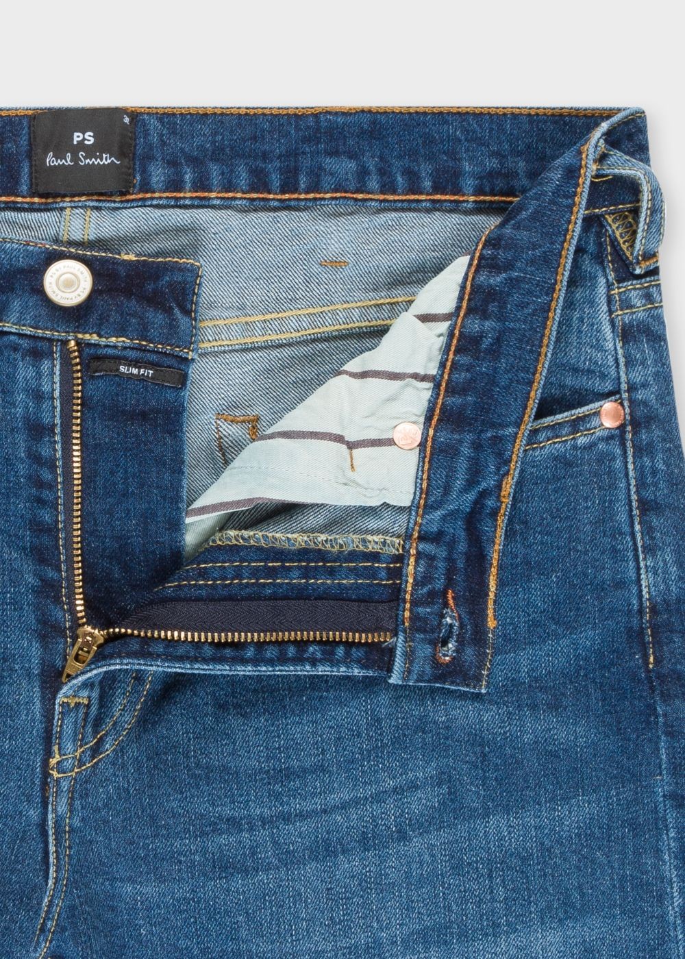 Paul Smith Men's Slim-Fit 12Oz 'authentic Comfort Stretch' Antique-Wash Jeans