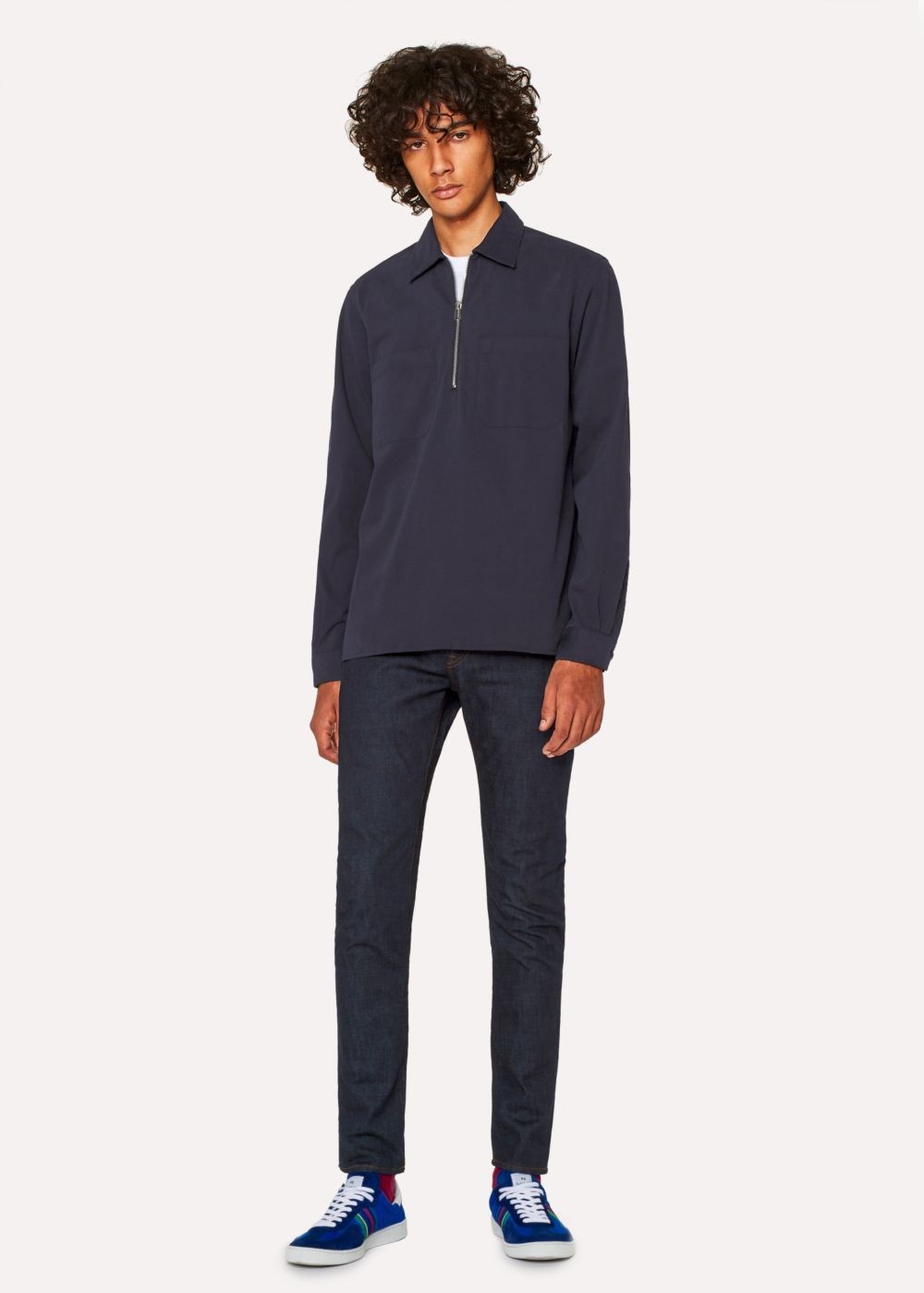 Paul Smith Men's Slim-Fit .8Oz 'super Soft Cross-Hatch' Indigo Jeans