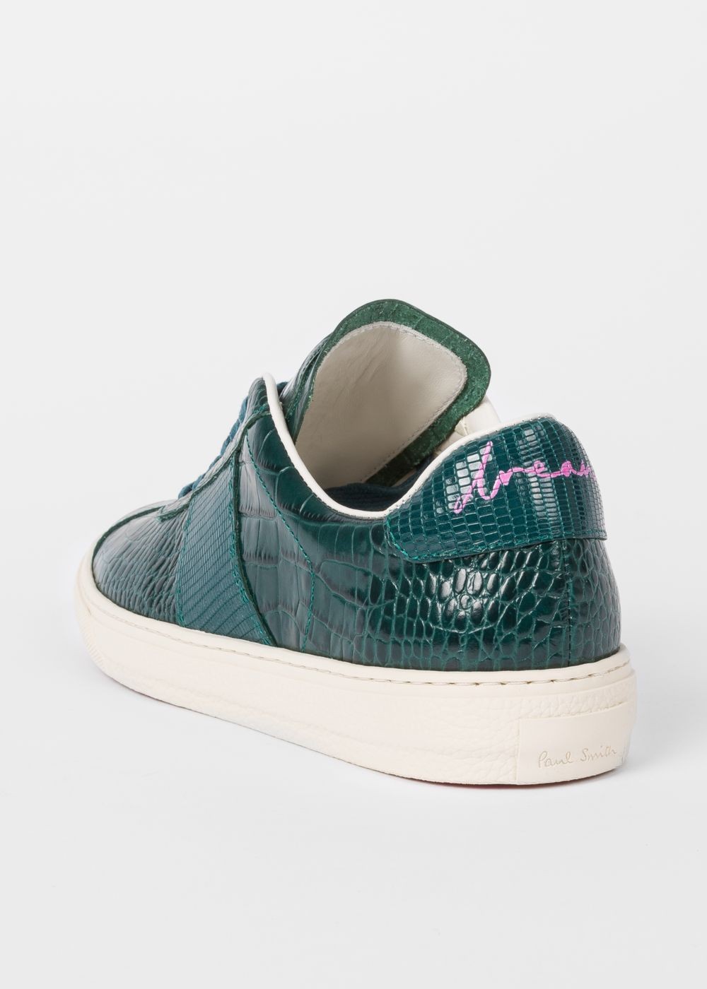 Paul Smith Lady's Teal Mock-Croc Leather 'levon' Sneaker
