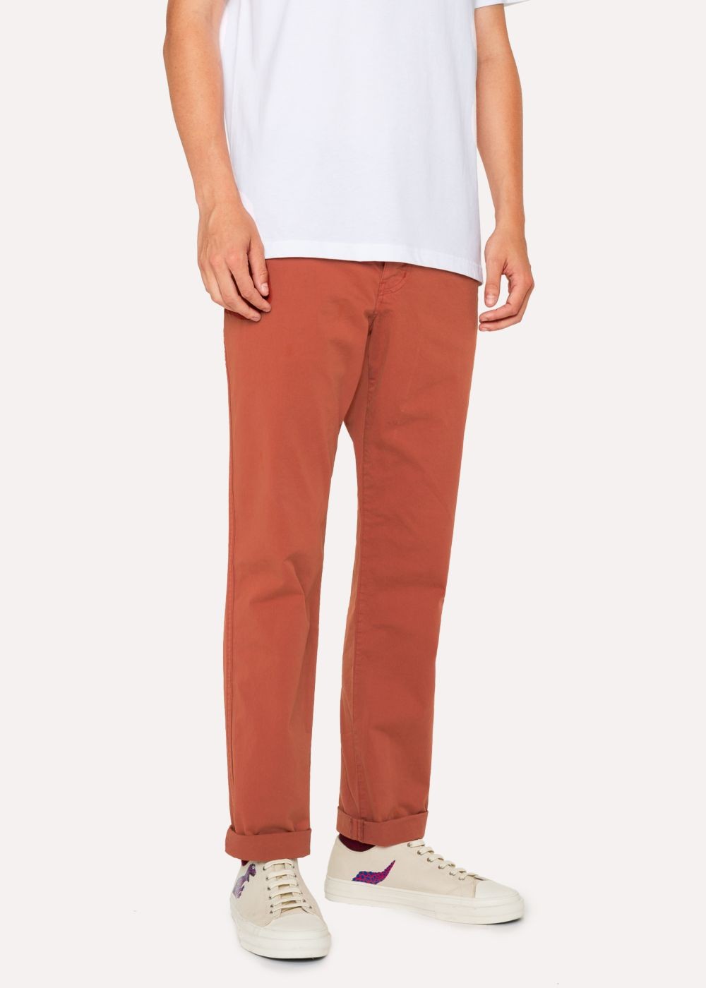Paul Smith Men's Tapered-Fit Burnt Orange Stretch Pima-Cotton Chinos Clothing