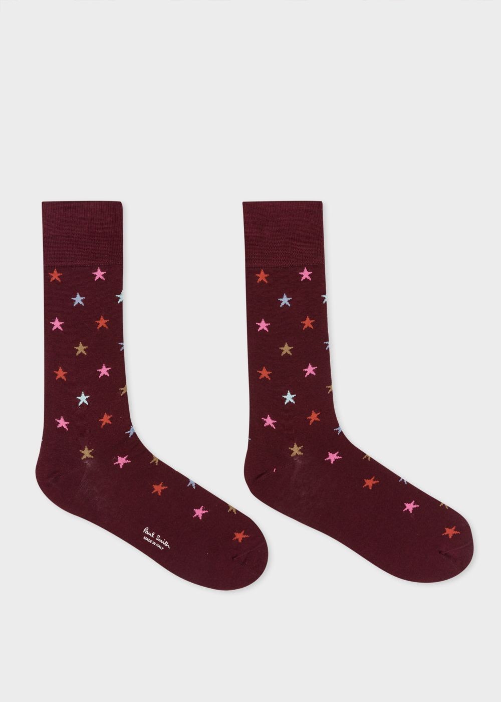 Paul Smith Men's Burgundy Multi-Coloured Star Motif Socks