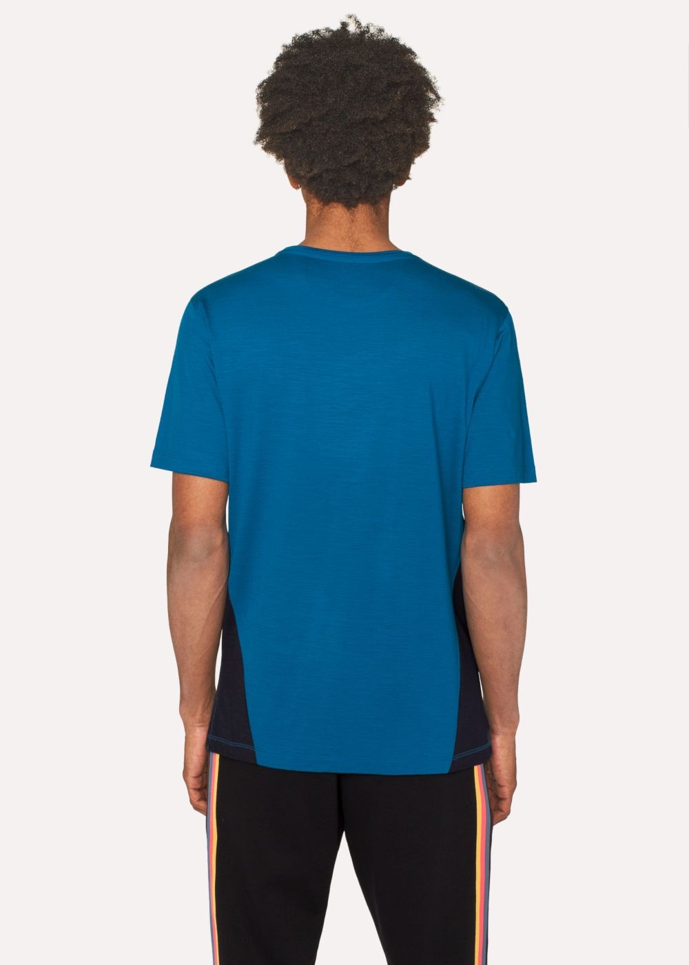 Paul Smith Men's Blue Tees With Black Panels