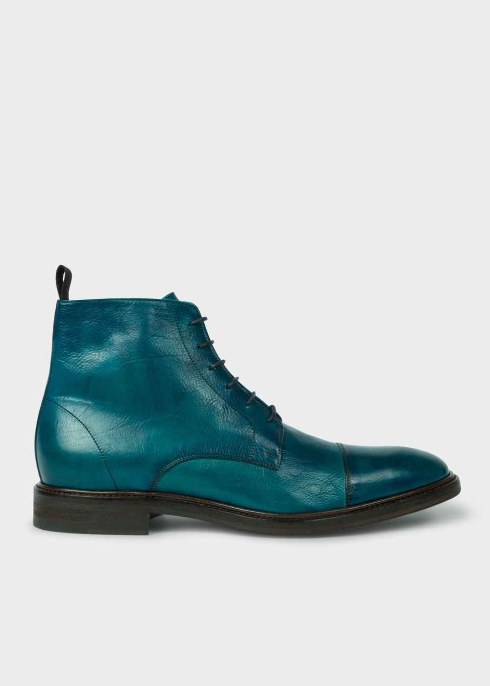 Paul Smith Men's Dip-Dyed Teal Calf Leather 'jarMen' Boots
