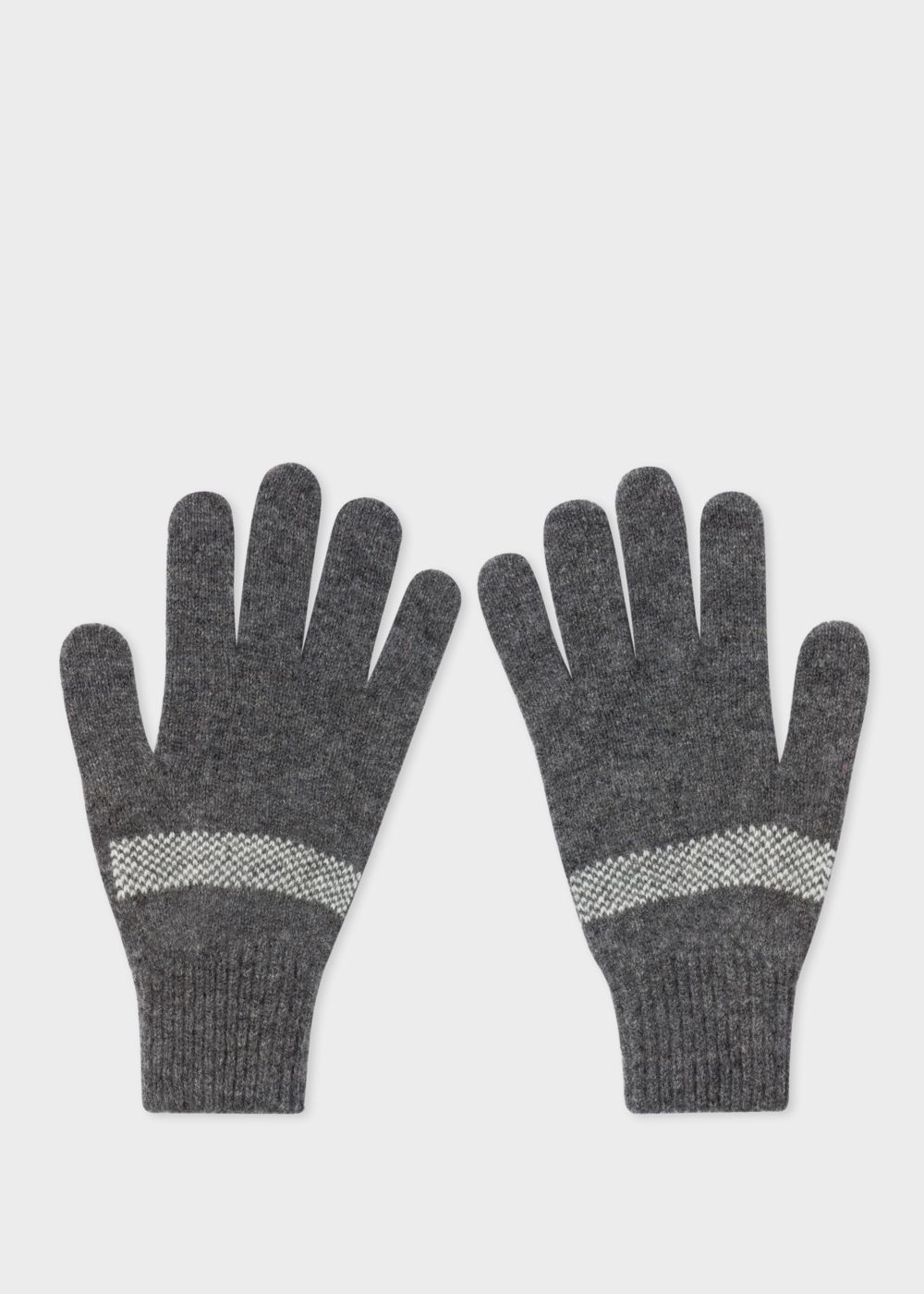 Paul Smith Men's Grey 'peace & Love' Wool Gloves