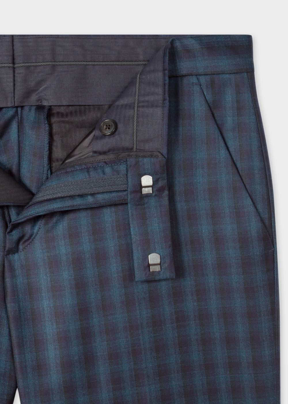 Paul Smith Mens's Slim-Fit Dark Green Check Wool Pants
