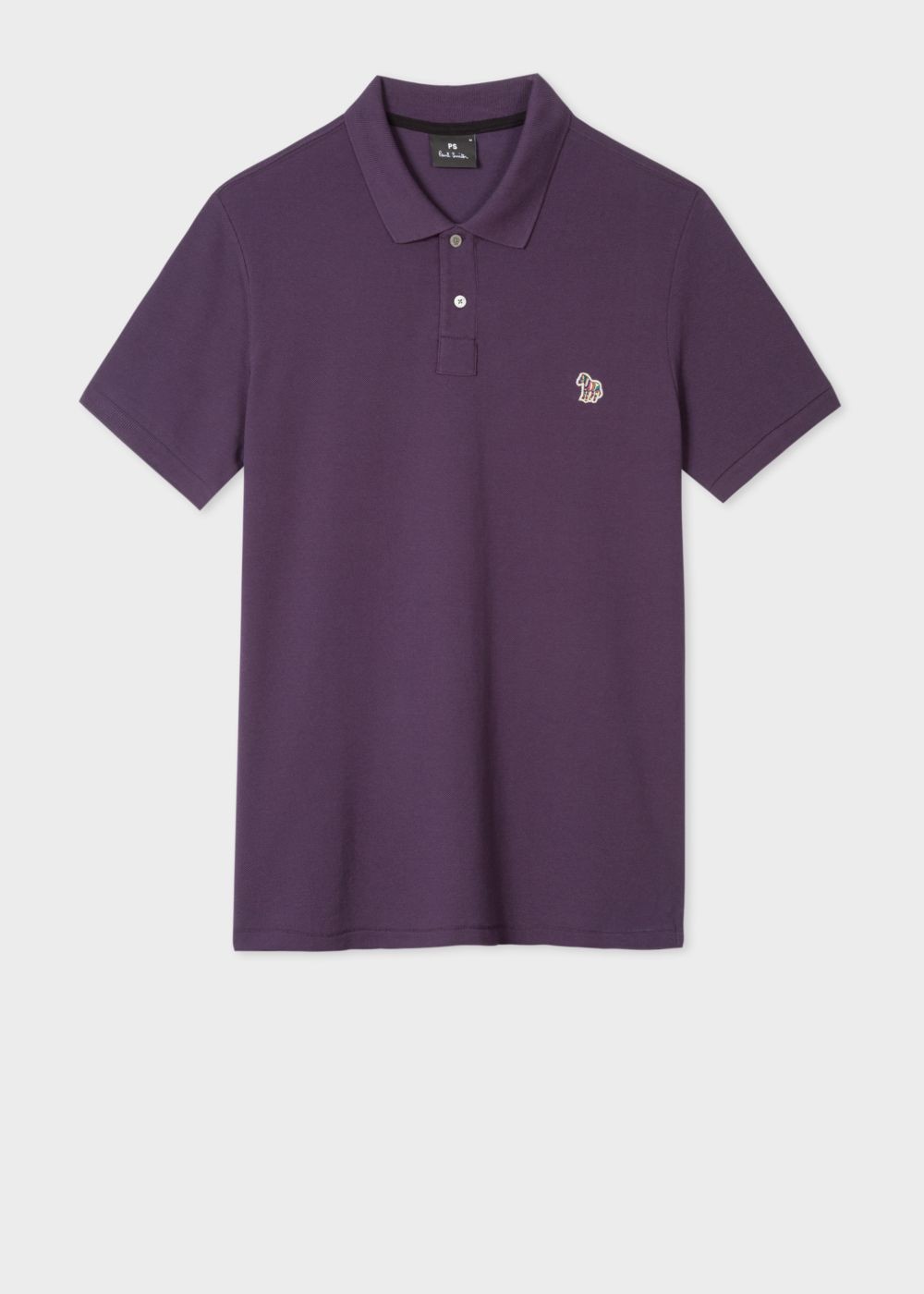 Paul Smith Mens's Dark Violet Organic Cotton-Piqué Zebra Logo Polo Tshirt