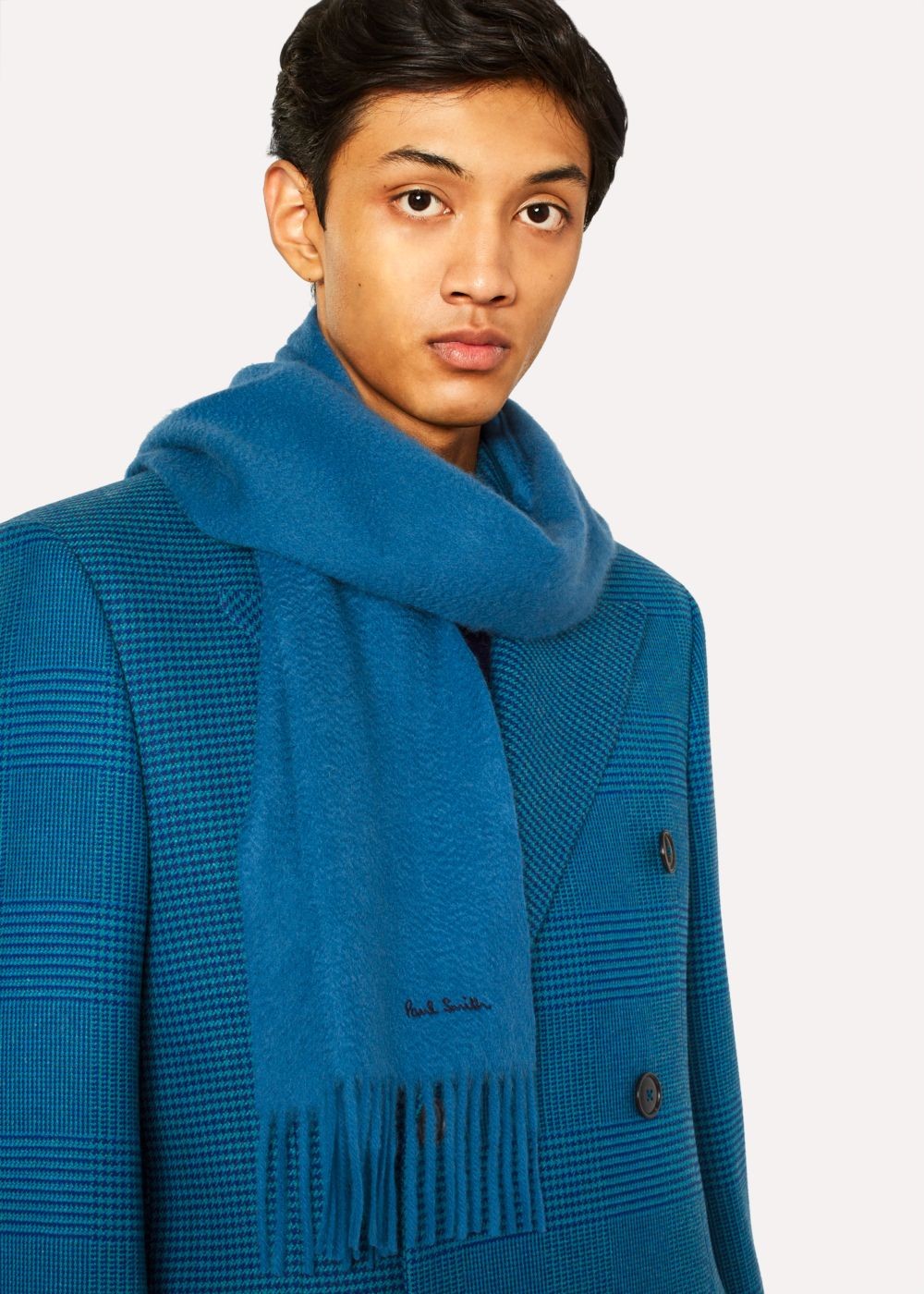 Paul Smith Petrol Blue Cashmere Scarf Womens