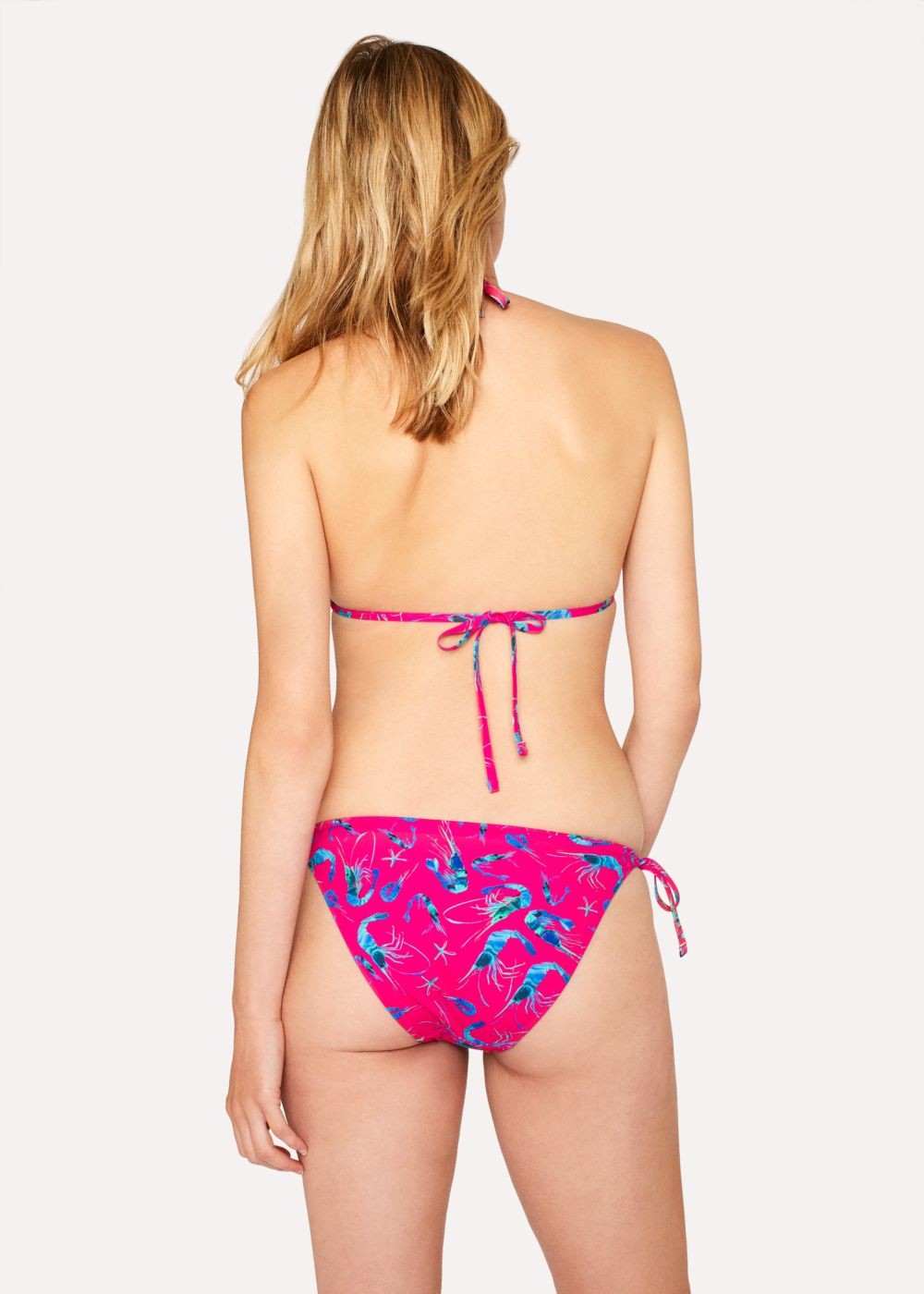 Paul Smith Lady's Fuchsia 'prawn' Print Triangle Bikini Top
