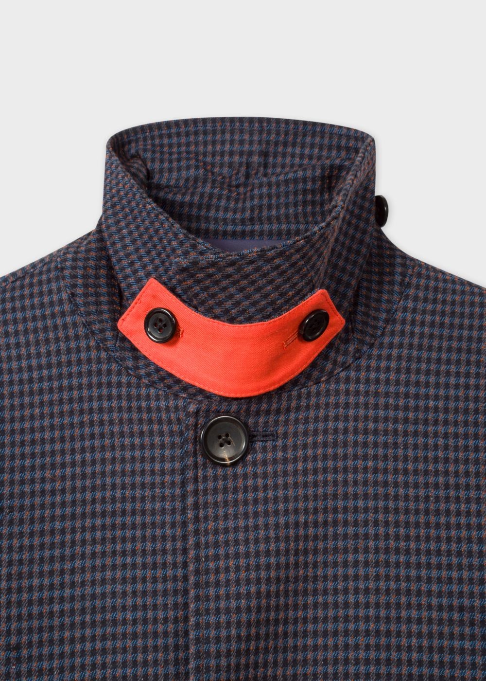 Paul Smith Men's Navy Houndstooth Cotton-Blend Unlined Mac Clothing