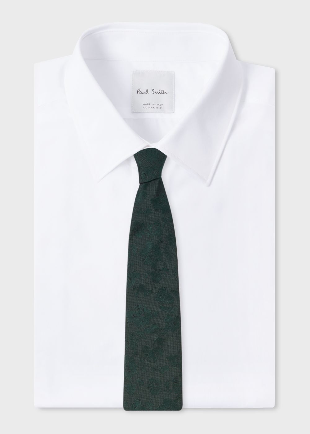 Paul Smith Men's Dark Green Floral Jacquard Silk Tie