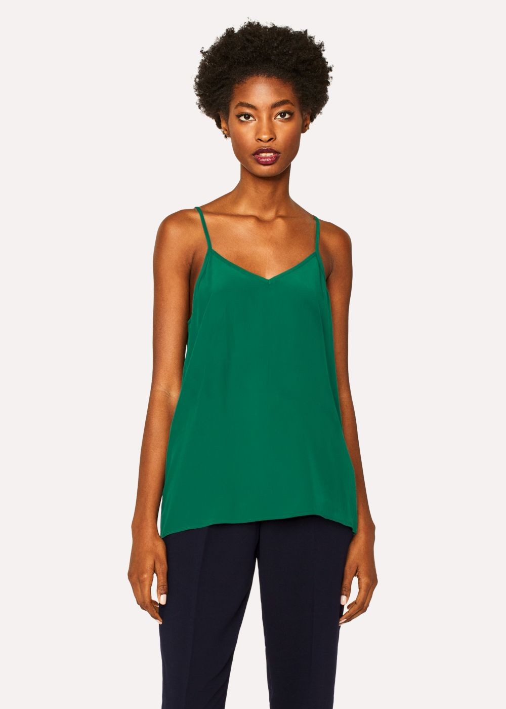 Paul Smith Lady's Green Silk-Blend Cami Top