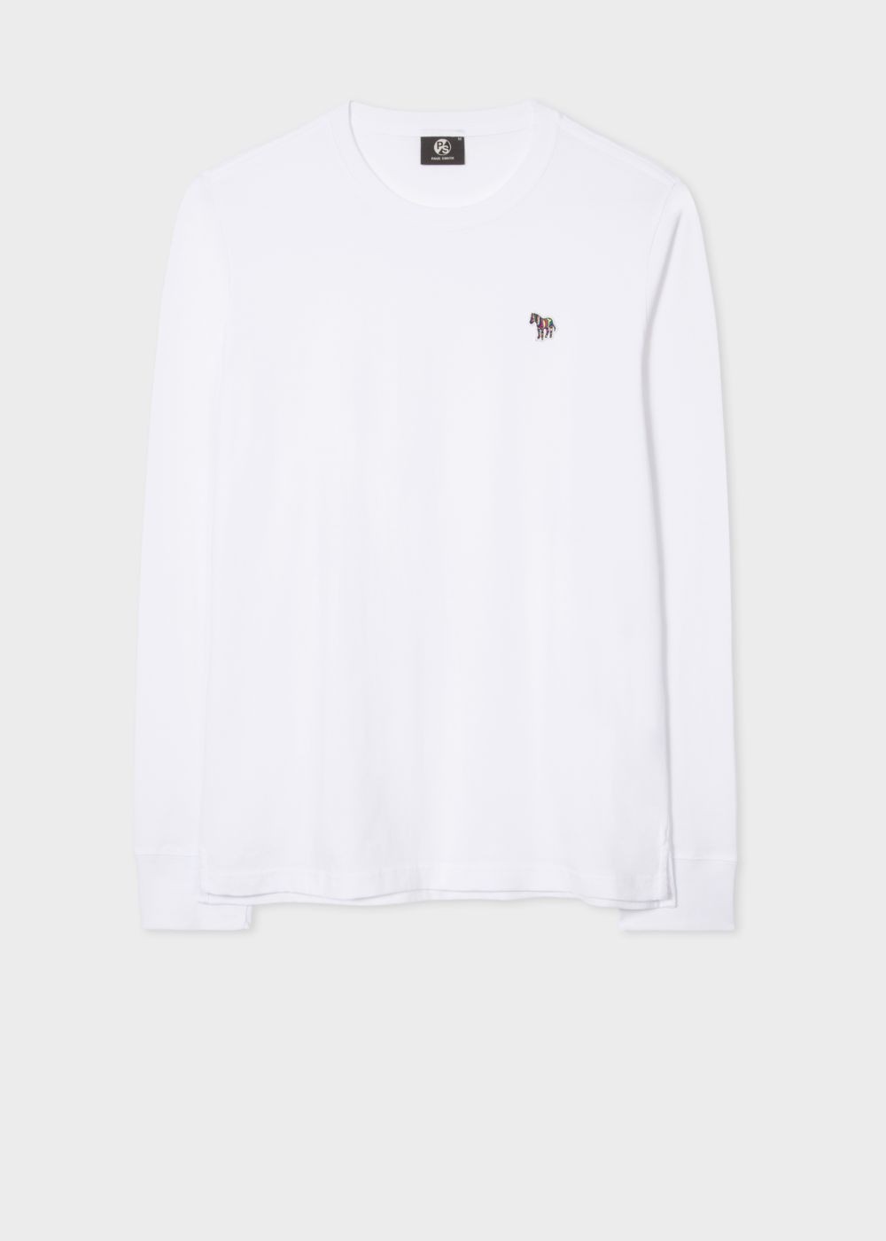 Paul Smith Men's White Organic-Cotton Zebra Logo Long-Sleeve Tshirt