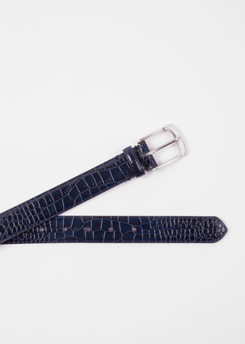 Paul Smith Men's Blue Mock-Croc Leather Belt