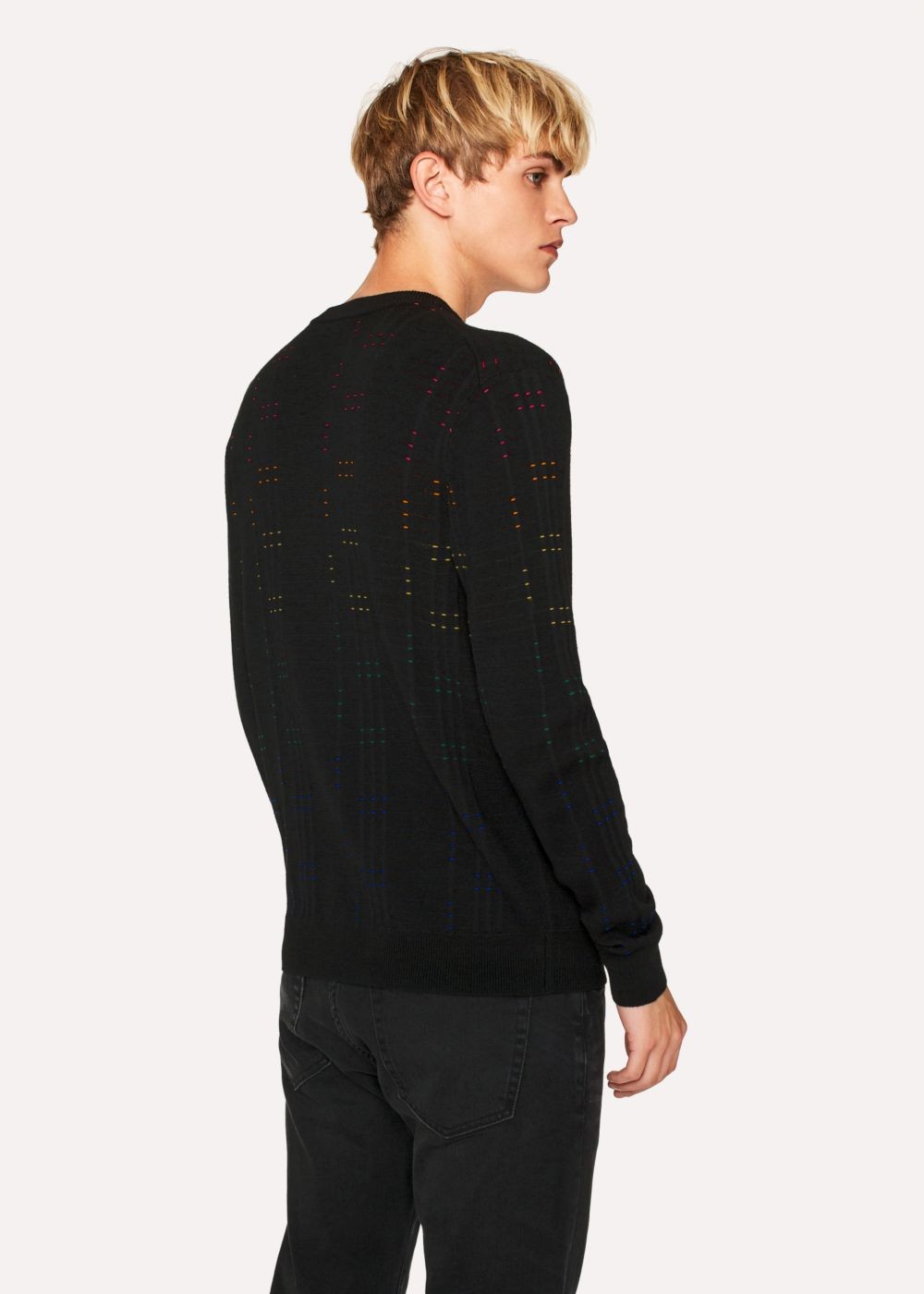 Paul Smith Men's Black Multi-Coloured Stitch Detail Sweater
