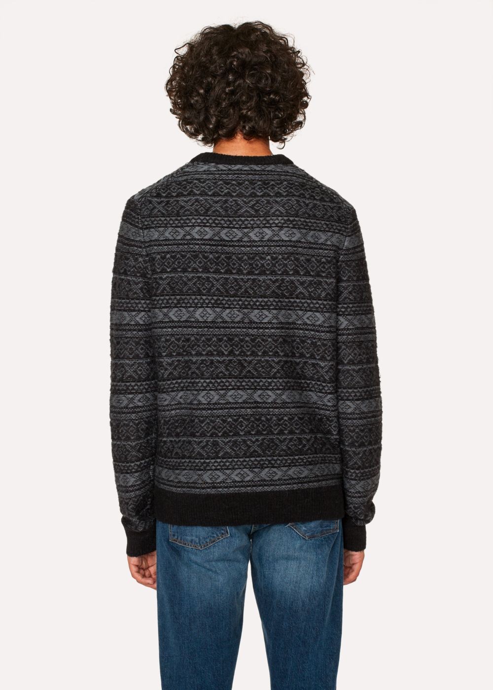 Paul Smith Men's Black Fair Isle Wool-Blend Sweater