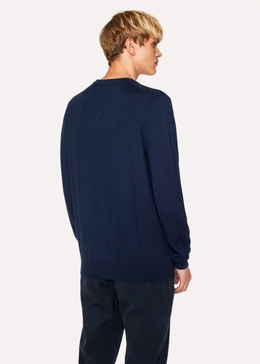 Paul Smith Men's Navy Merino Wool Embroidered-Spot Sweater