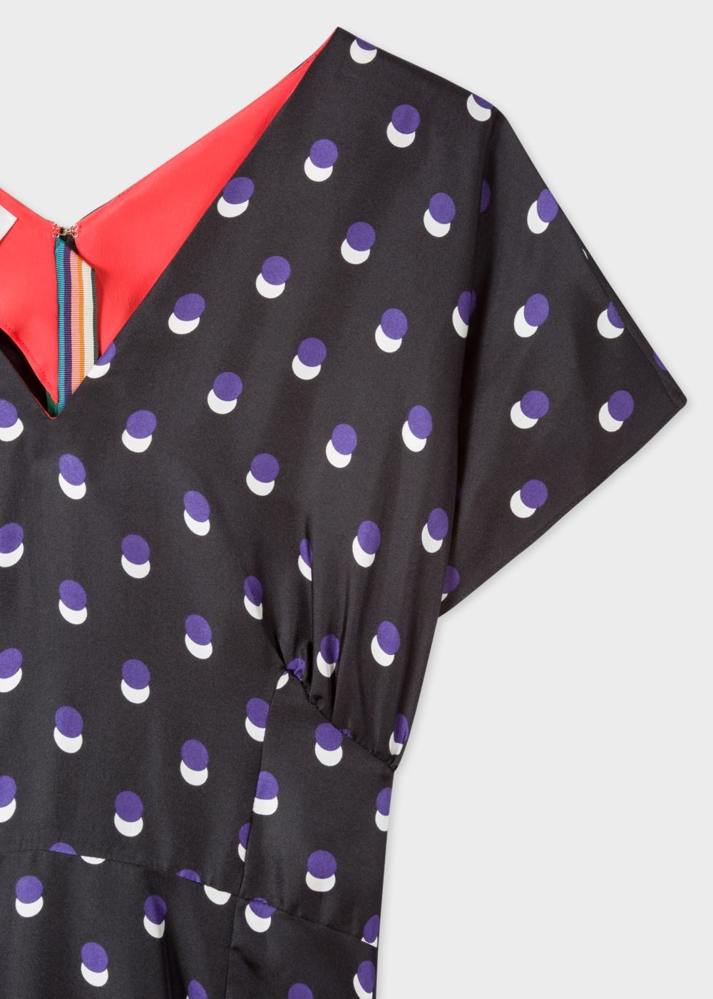Paul Smith Women's Black V-Neck Silk Dress With 'eclipse Spot' Print