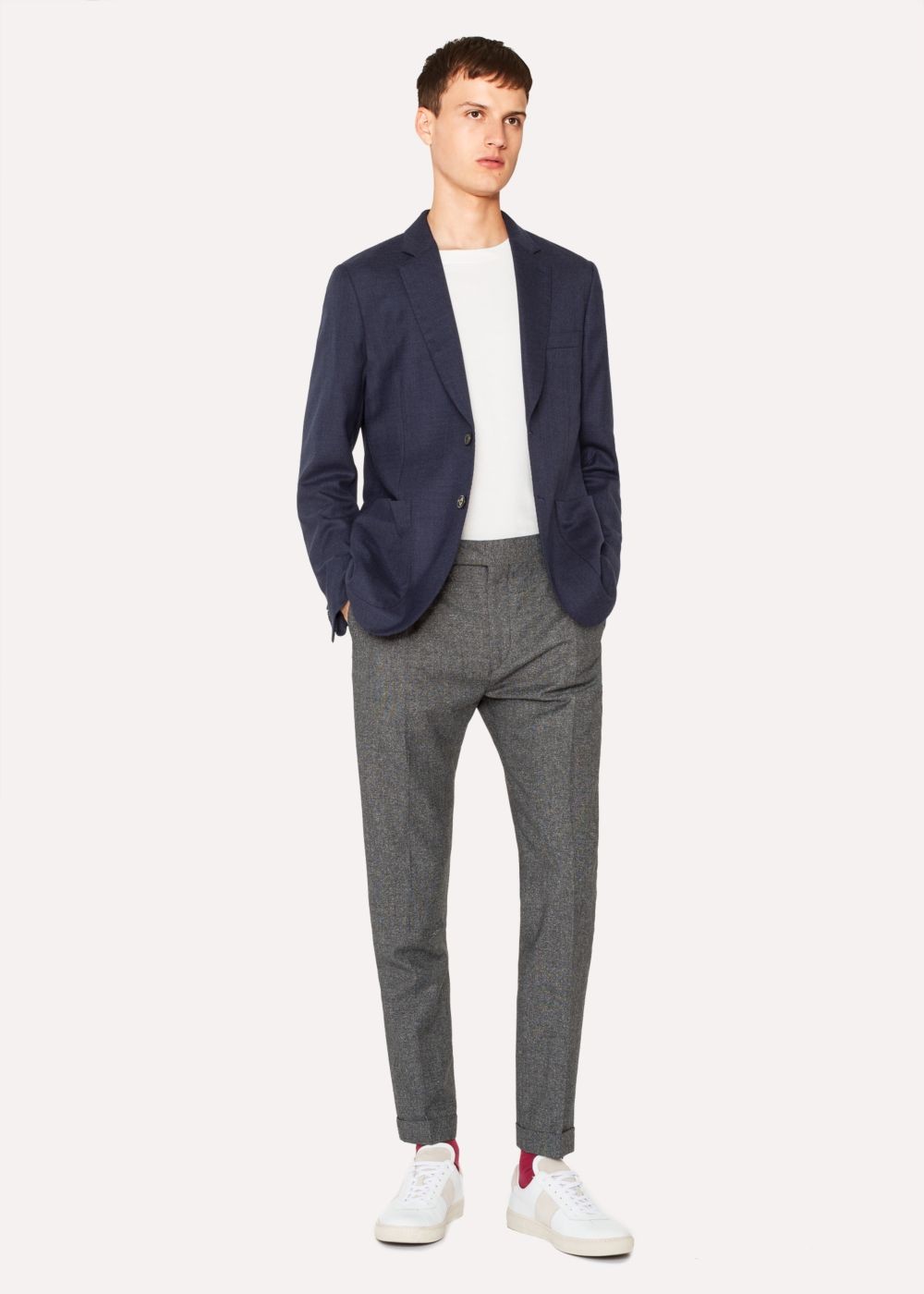 Paul Smith Men's Slim-Fit Navy Wool-Hopsack Unlined Blazer Clothing